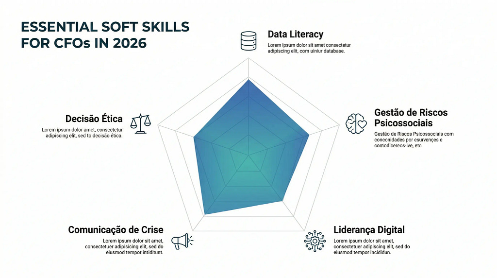 Competências comportamentais essenciais para CFOs em 2026: data literacy, comunicação de crise, decisão ética e liderança digital